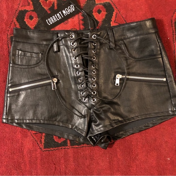 Current Mood Pants - Current mood leather shorts lace up shorts medium NWT sold out dollskill